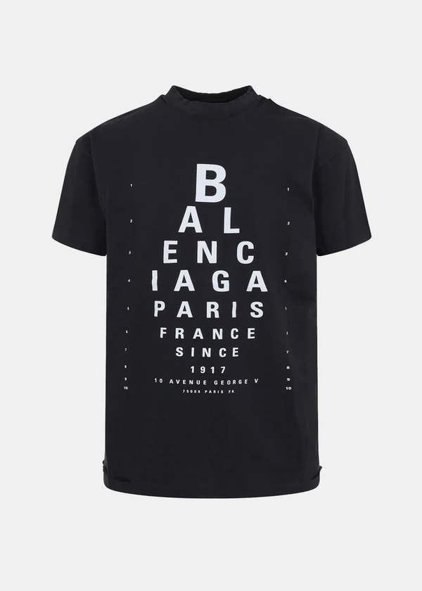 Balenciaga Washed Black Optical T-Shirt - Washed Black/White