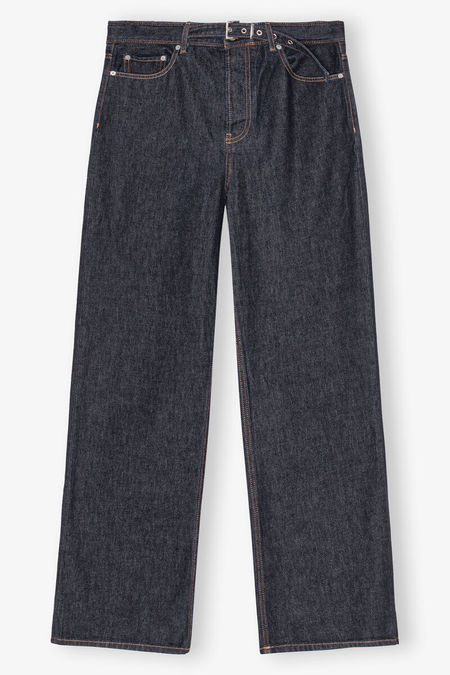 Ganni Jacquard Cotton Denim Wide Pants - Blue | Garmentory