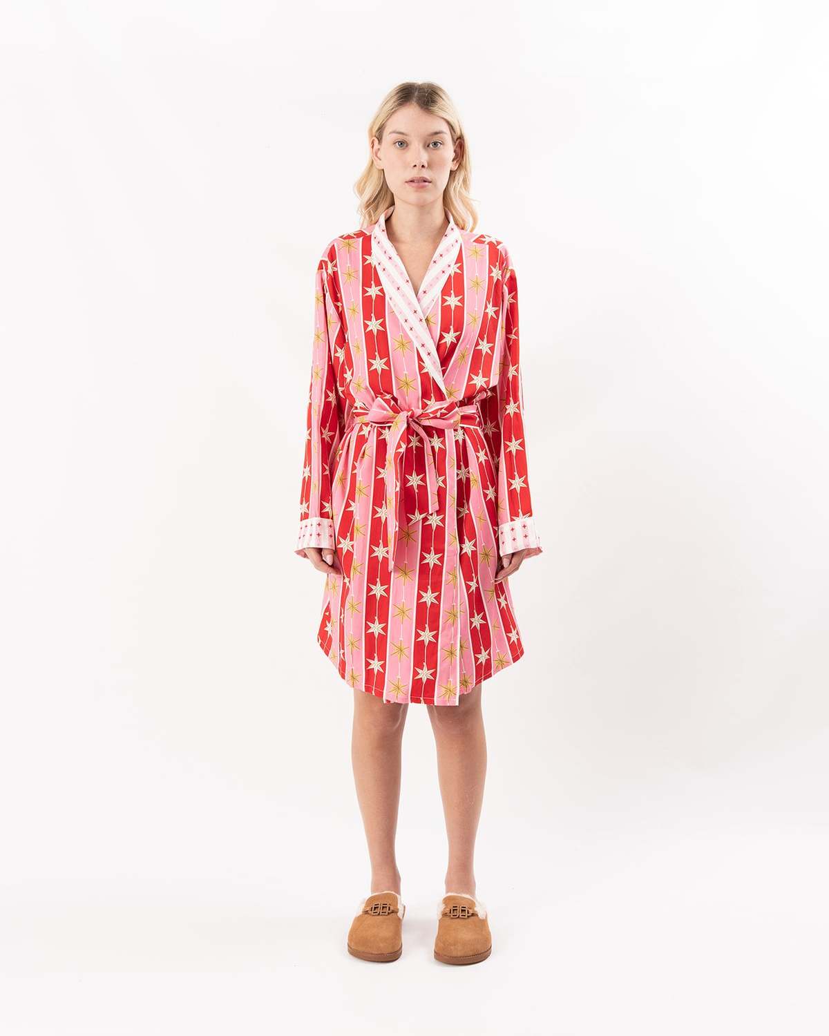 Katie Kime Tree Topper Lounge Robe - Red - Image 1 of 3