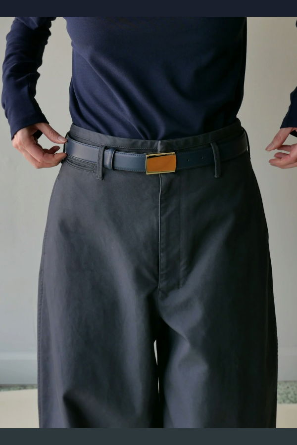 MAISON BOINET Florie Leather Belt - Navy