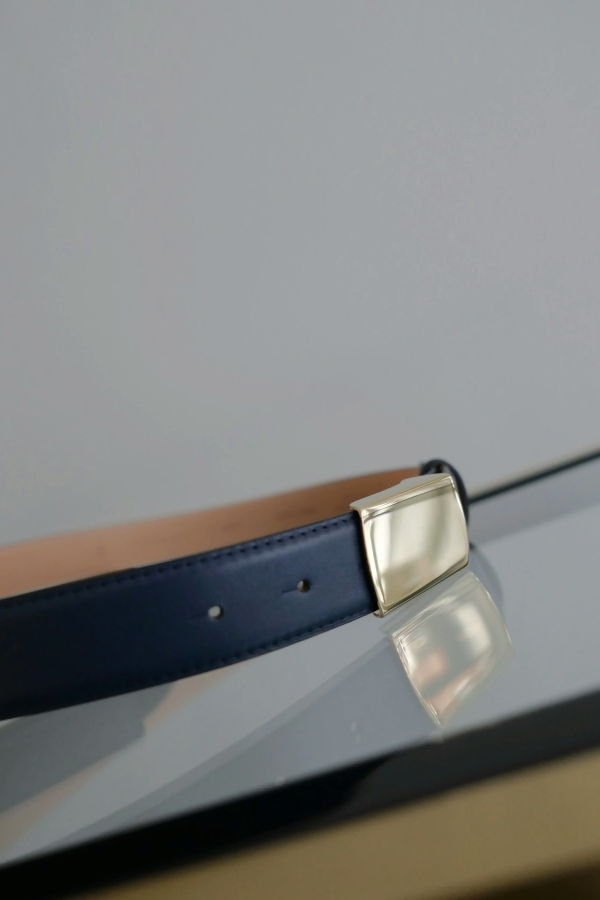 MAISON BOINET Florie Leather Belt - Navy