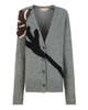 Marni Gray Alpaca Wool Cardigan with Flower Patch - Gray Cardigan - Thumbnail 1