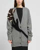 Marni Gray Alpaca Wool Cardigan with Flower Patch - Gray Cardigan - Thumbnail 6