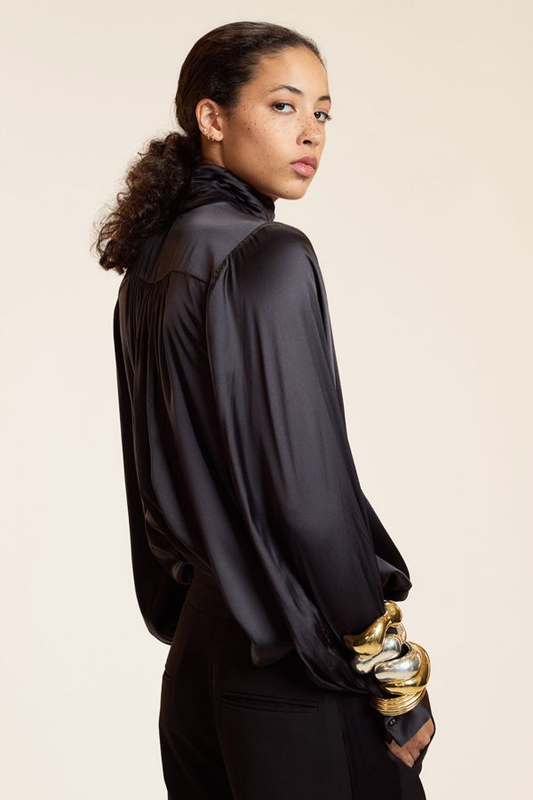 Cynthia Rowley Monroe Silk Blouse - Black