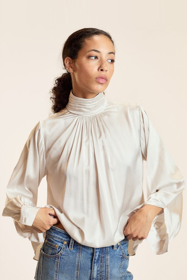 Cynthia Rowley Monroe Silk Blouse - White