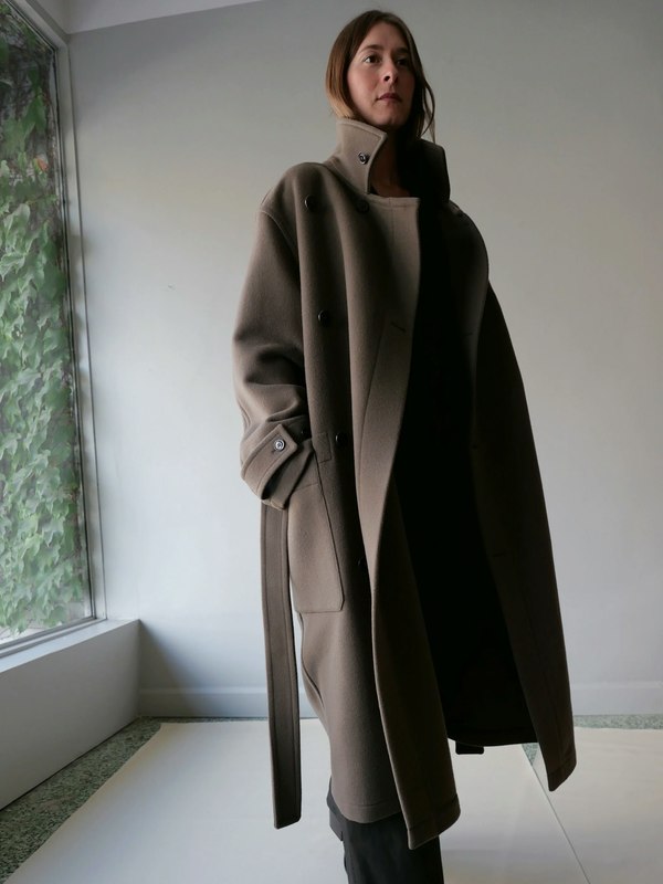 Lemaire Wrap Coat - Dark Squirrel | Garmentory