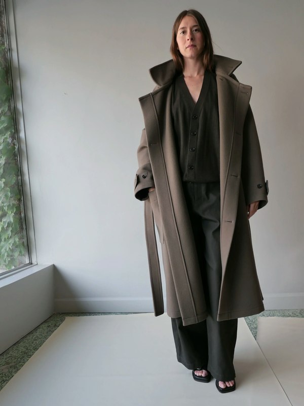 Lemaire Wrap Coat - Dark Squirrel | Garmentory