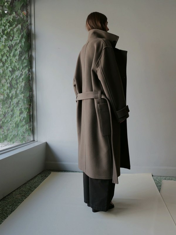 Lemaire Wrap Coat - Dark Squirrel | Garmentory