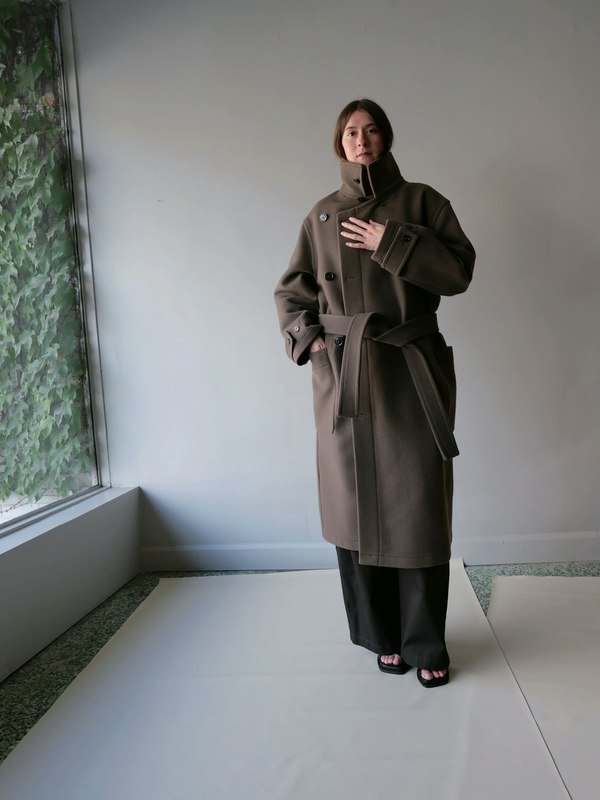 Lemaire Wrap Coat - Dark Squirrel | Garmentory