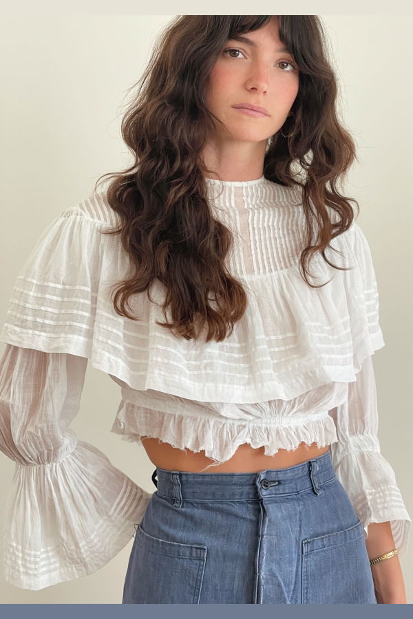 Victorian Micro Pleated Cotton Blouse