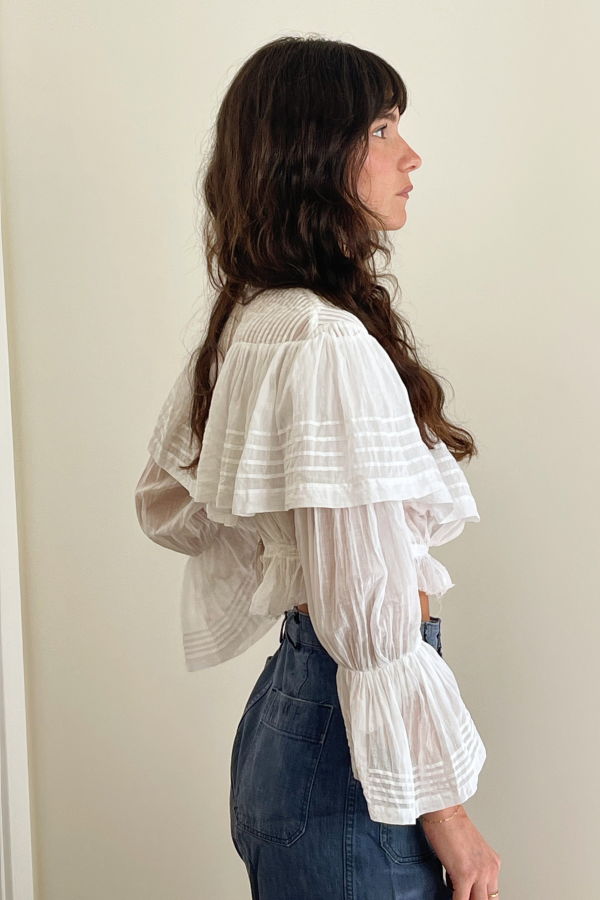 Victorian Micro Pleated Cotton Blouse