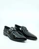 Ernest W. Baker Black Patent Leather Buckle Classic Sharp Toe Shoes - Thumbnail 1