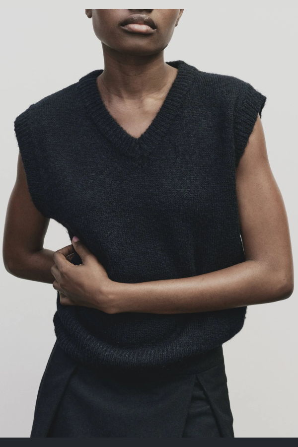 Mijeong Park Wool Blend V-Neck Vest - Navy