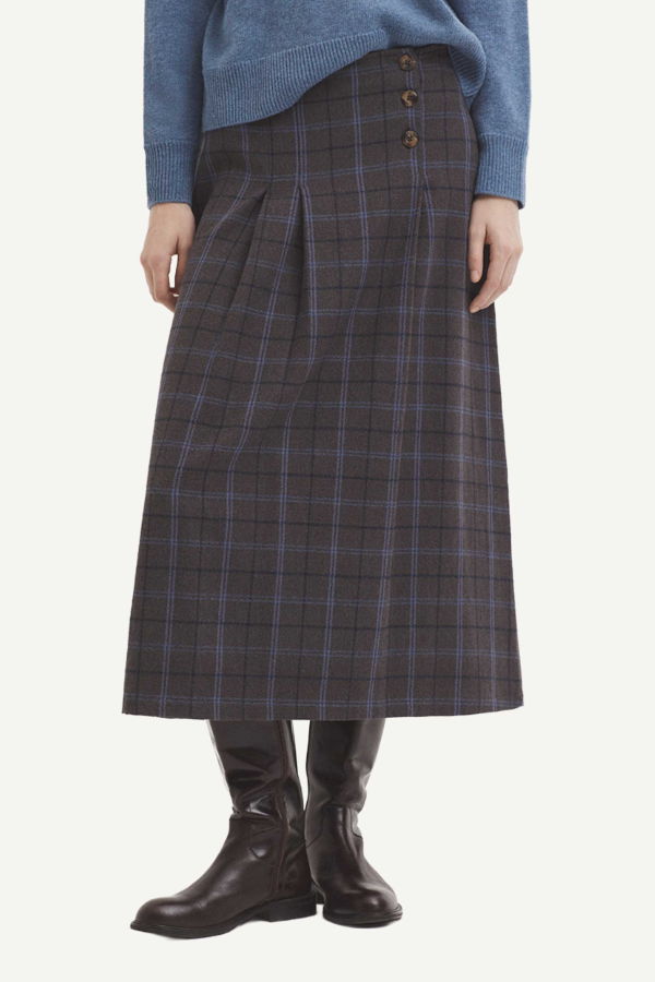 Nice Things Pleats Checkered Skirt