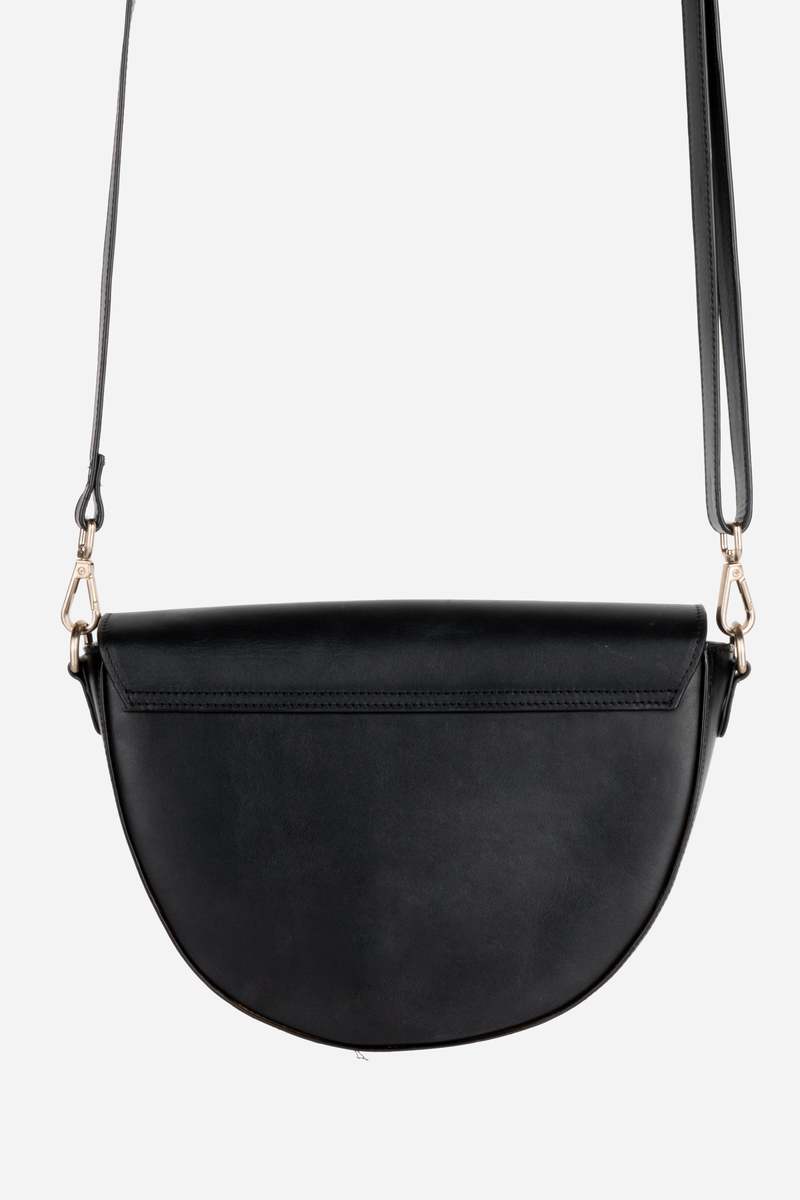INTENTIONALLY __________. Michigan Half Moon Leather Crossbody Bag - Black