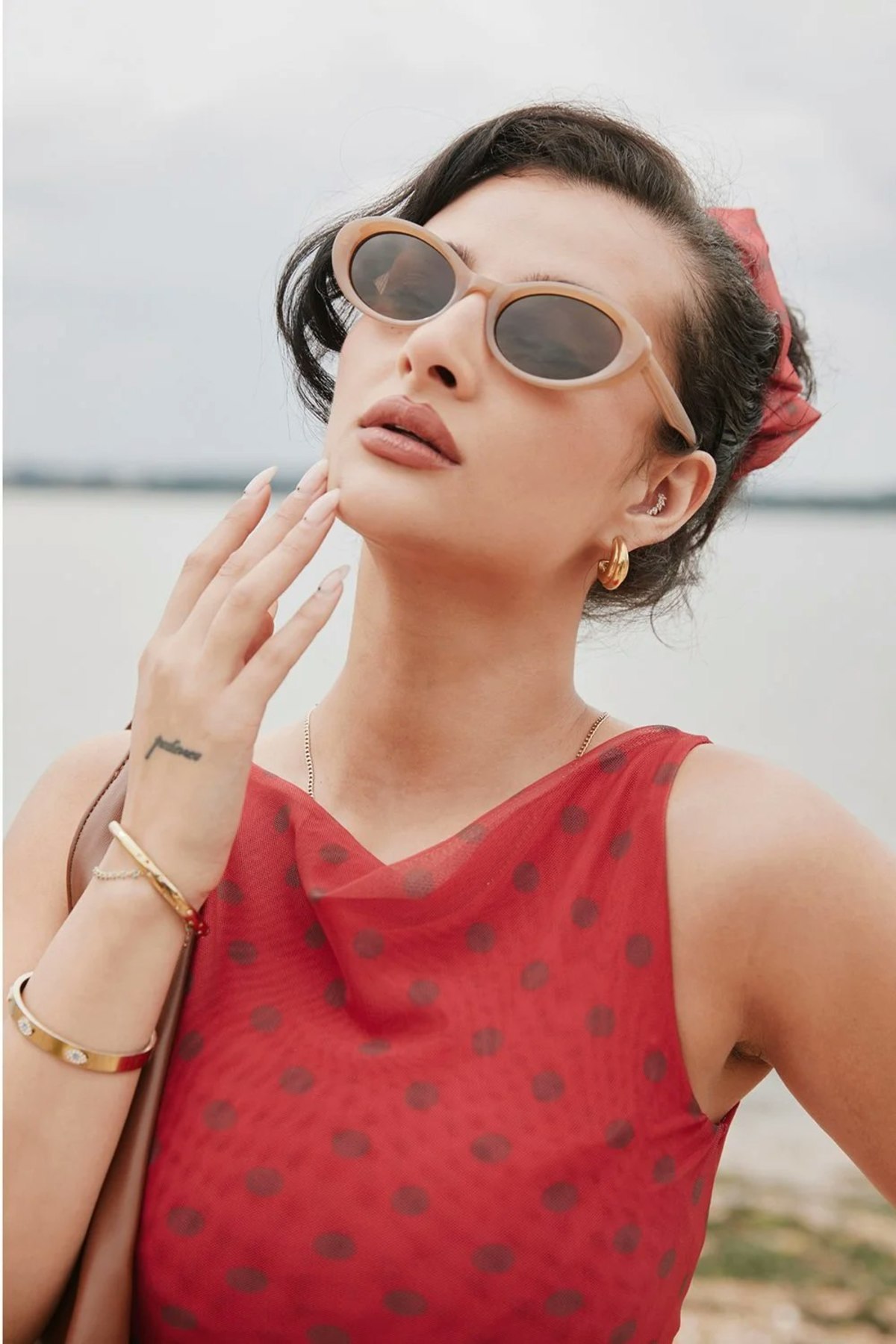 House of Sunny Double Layer Polka Dot Mesh Vest - Multi - Image 5 of 12