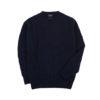 Drake's Brushed Shetland Cable Jumper - Navy - Thumbnail 1