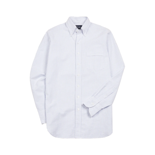 drakes Ticking Stripe Button Down Oxford Shirt