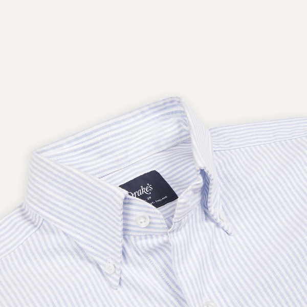 drakes Ticking Stripe Button Down Oxford Shirt