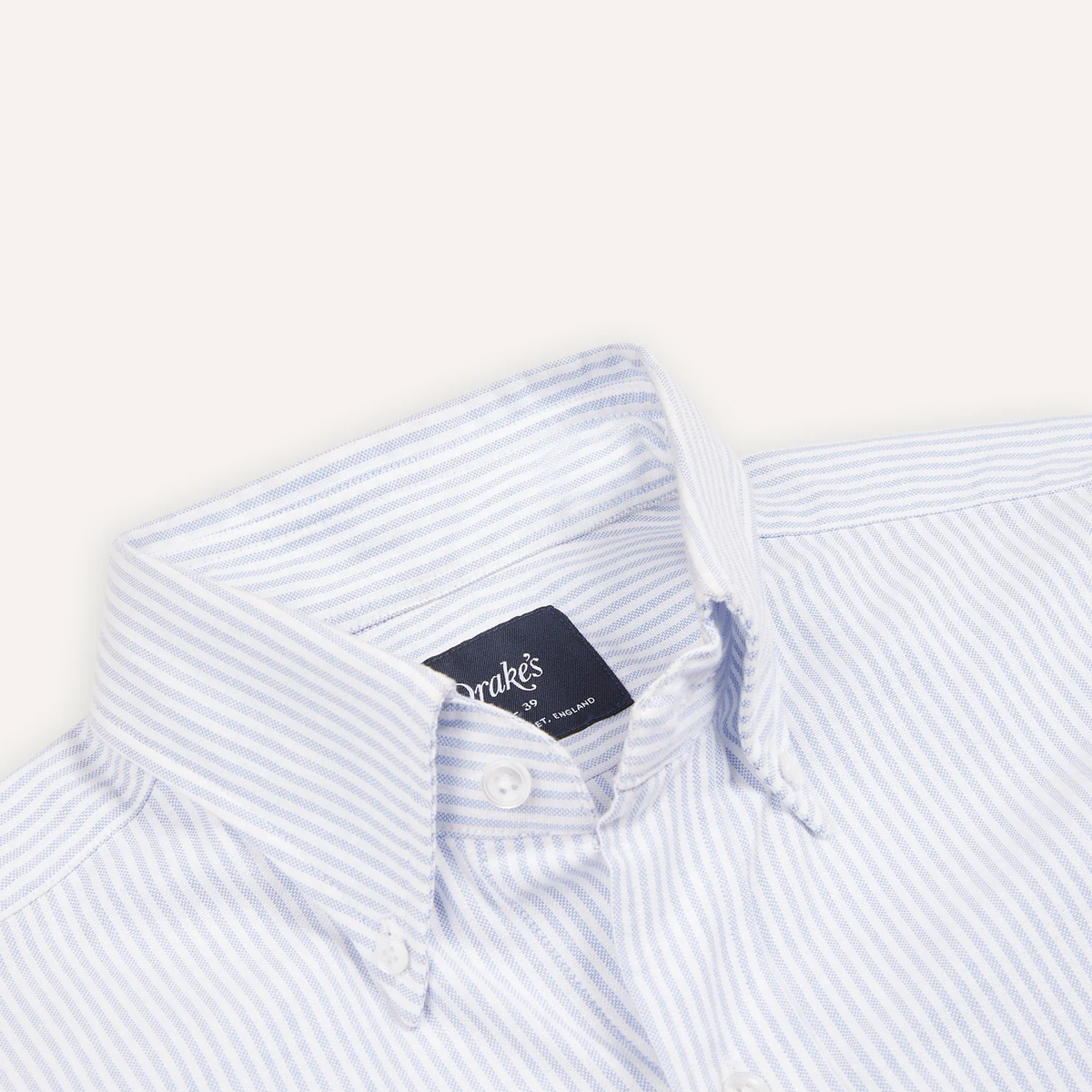 drakes Ticking Stripe Button Down Oxford Shirt - Image 2 of 3