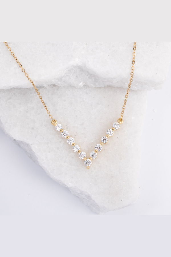 Starfish Project Brilliance V-Bar Chevron Zircon & Gold Necklace