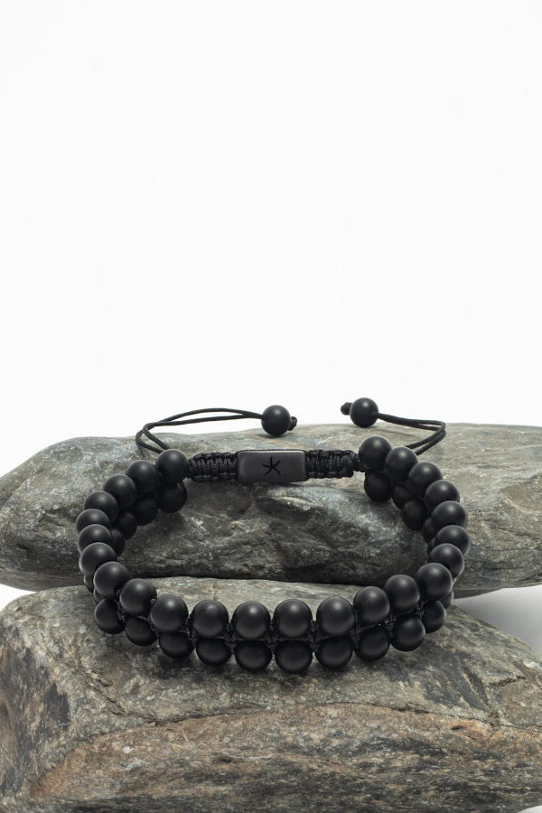 Starfish Project Helix Matte Black Agate Rope Beaded Bracelet