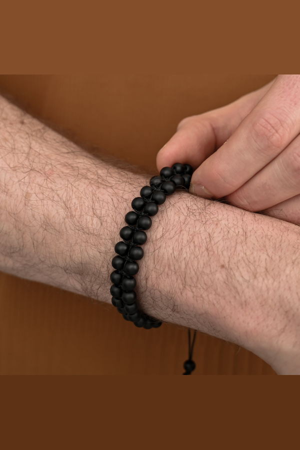 Starfish Project Helix Matte Black Agate Rope Beaded Bracelet