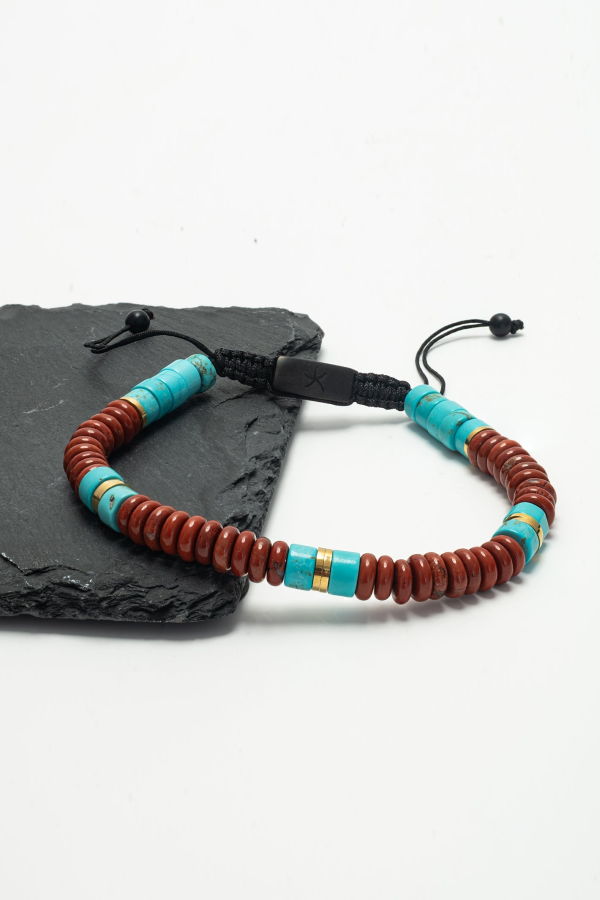 Starfish Project Nomadic Turquoise & Red Jasper Rope Beaded Bracelet