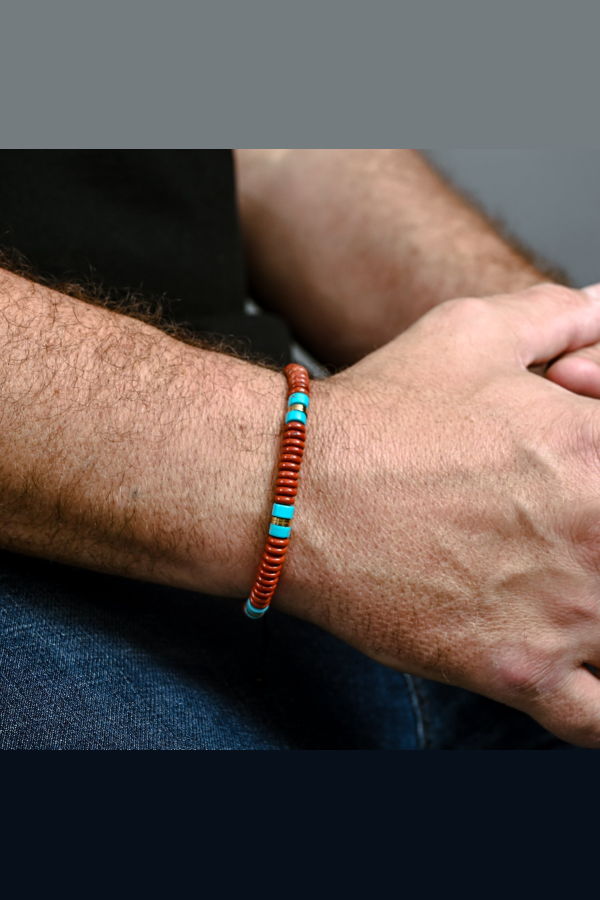 Starfish Project Nomadic Turquoise & Red Jasper Rope Beaded Bracelet