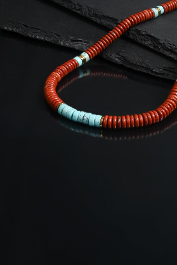 Starfish Project Nomadic Turquoise & Red Jasper Rope Beaded Necklace