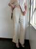 Vintage Cream Silk Beaded Embroidered Pants - Thumbnail 1