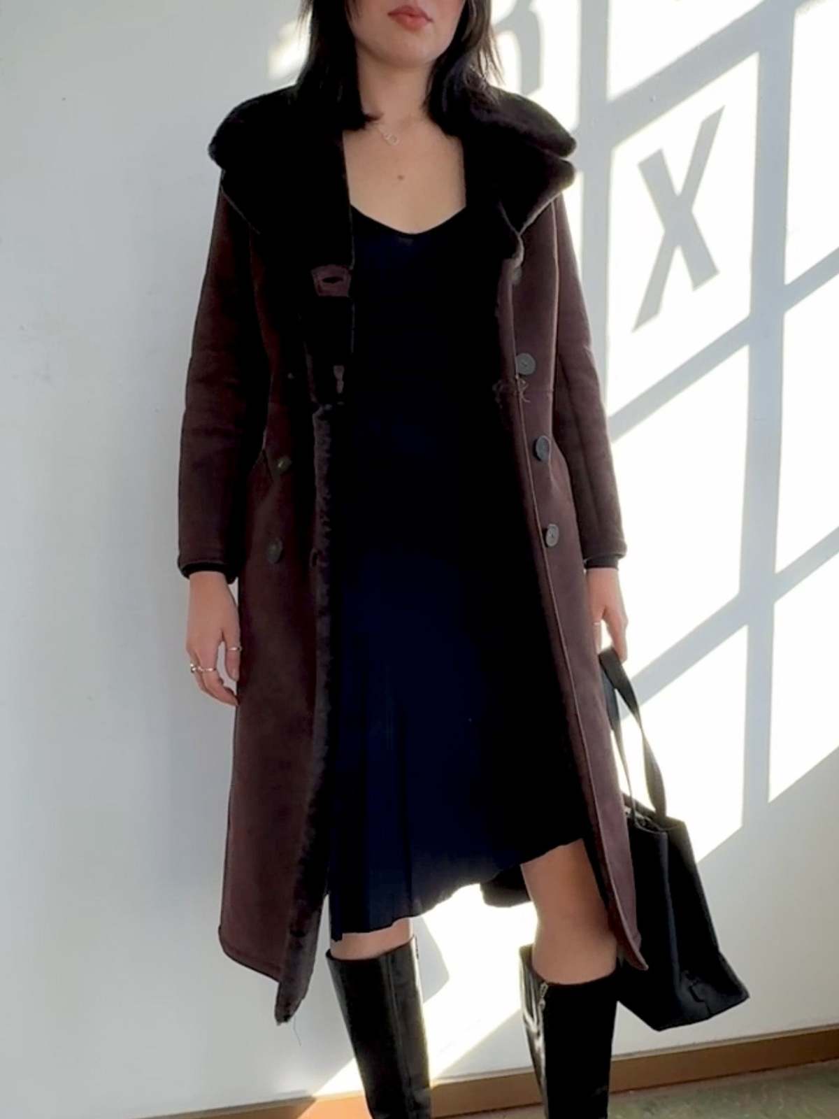 Vintage Incred Cocoa Shearling Midi Coat - Image 1 of 6