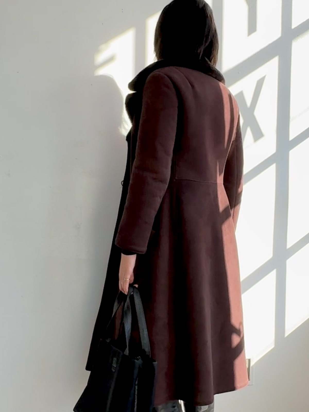 Vintage Incred Cocoa Shearling Midi Coat - Image 3 of 6