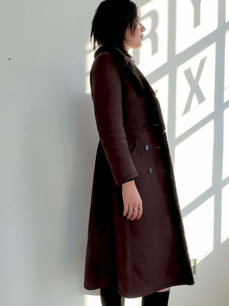 Vintage Incred Cocoa Shearling Midi Coat