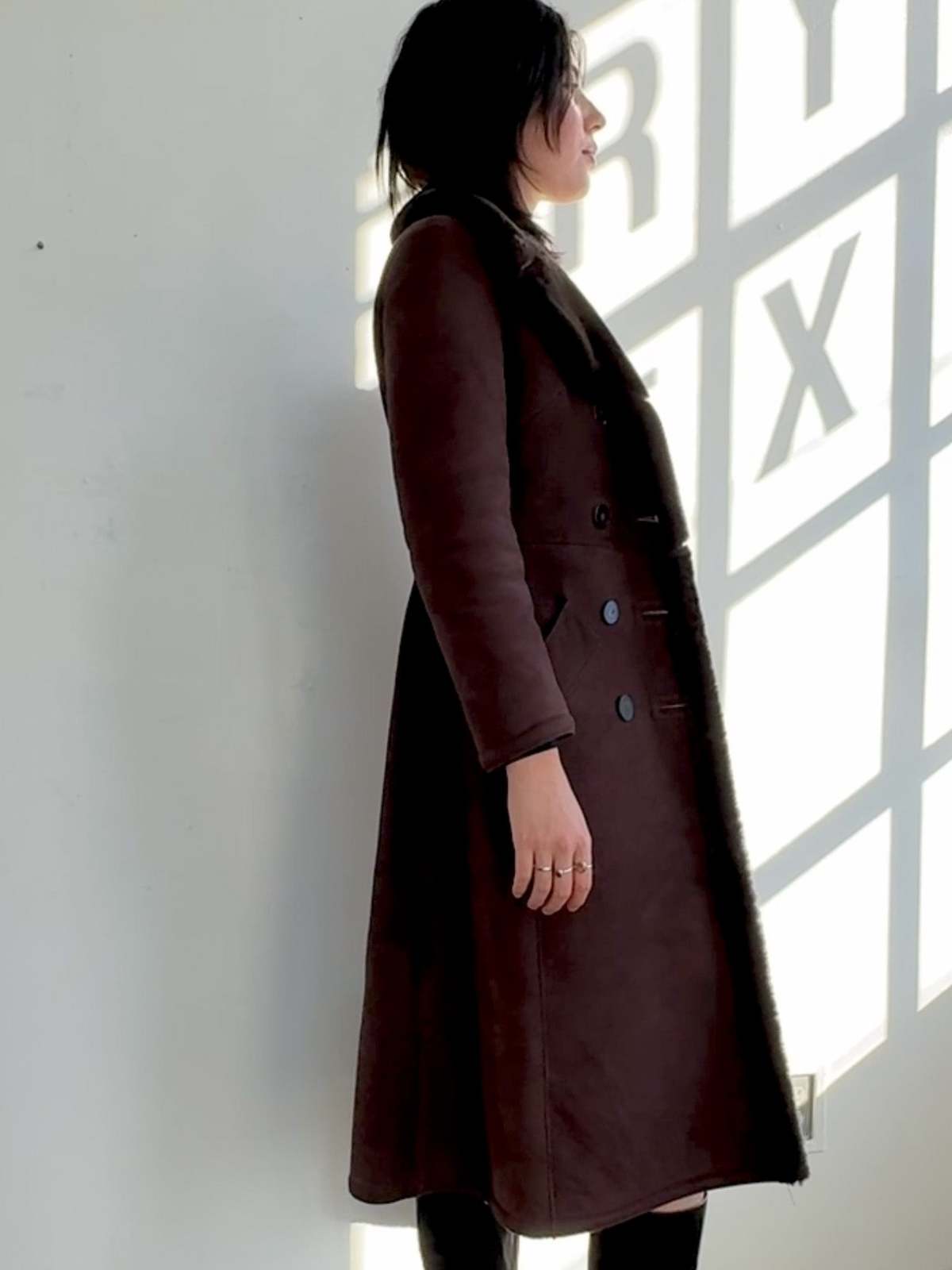 Vintage Incred Cocoa Shearling Midi Coat - Image 4 of 6