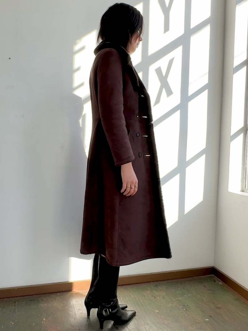 Vintage Incred Cocoa Shearling Midi Coat
