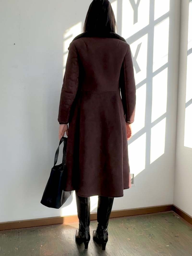 Vintage Incred Cocoa Shearling Midi Coat