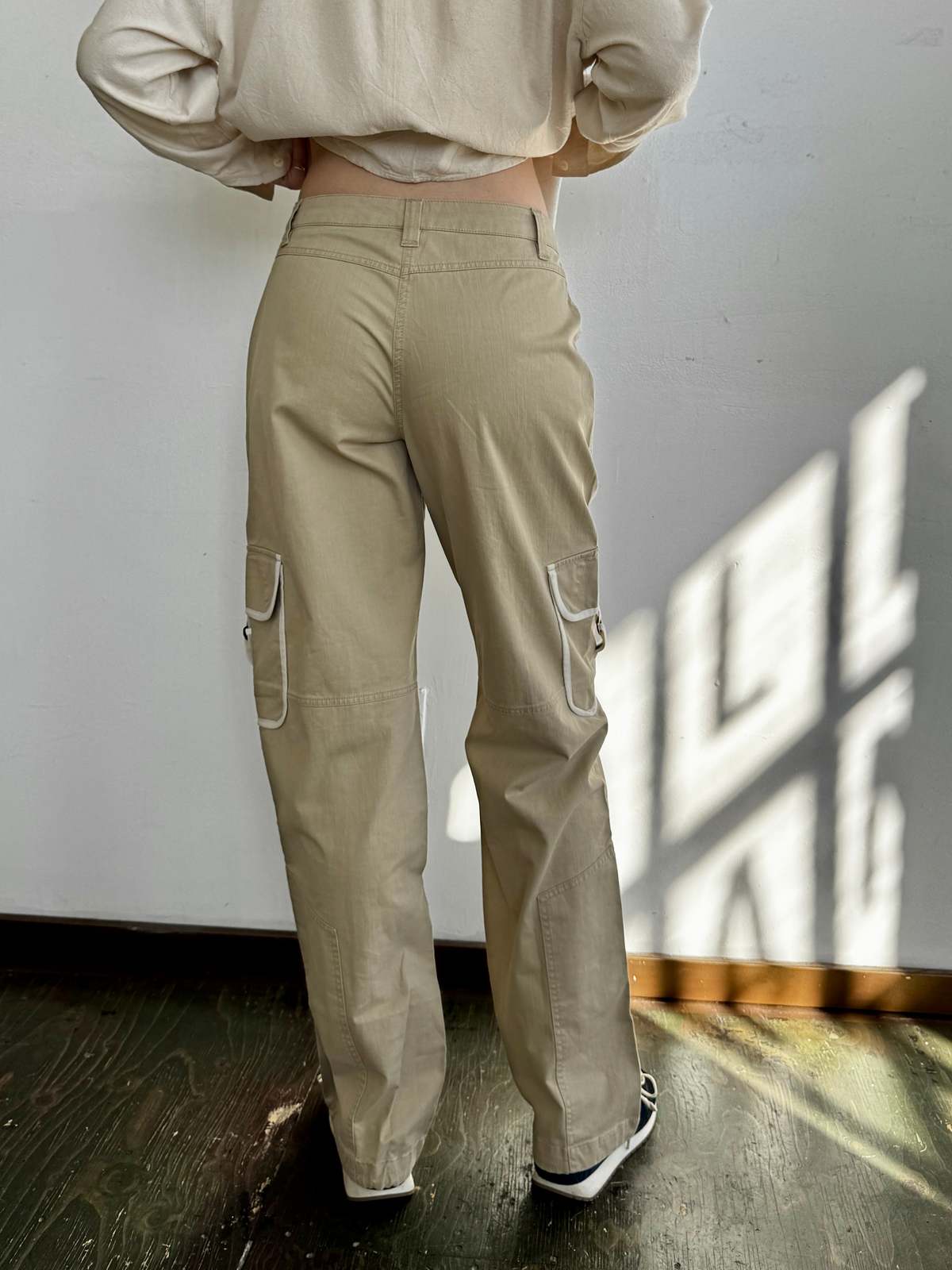 Vintage Khaki Wide Leg Cargo Pants - Image 2 of 4