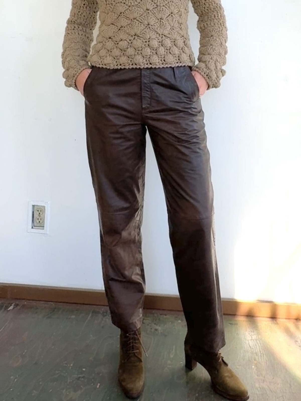 Vintage Soft Sienna Leather Pants - Image 1 of 5