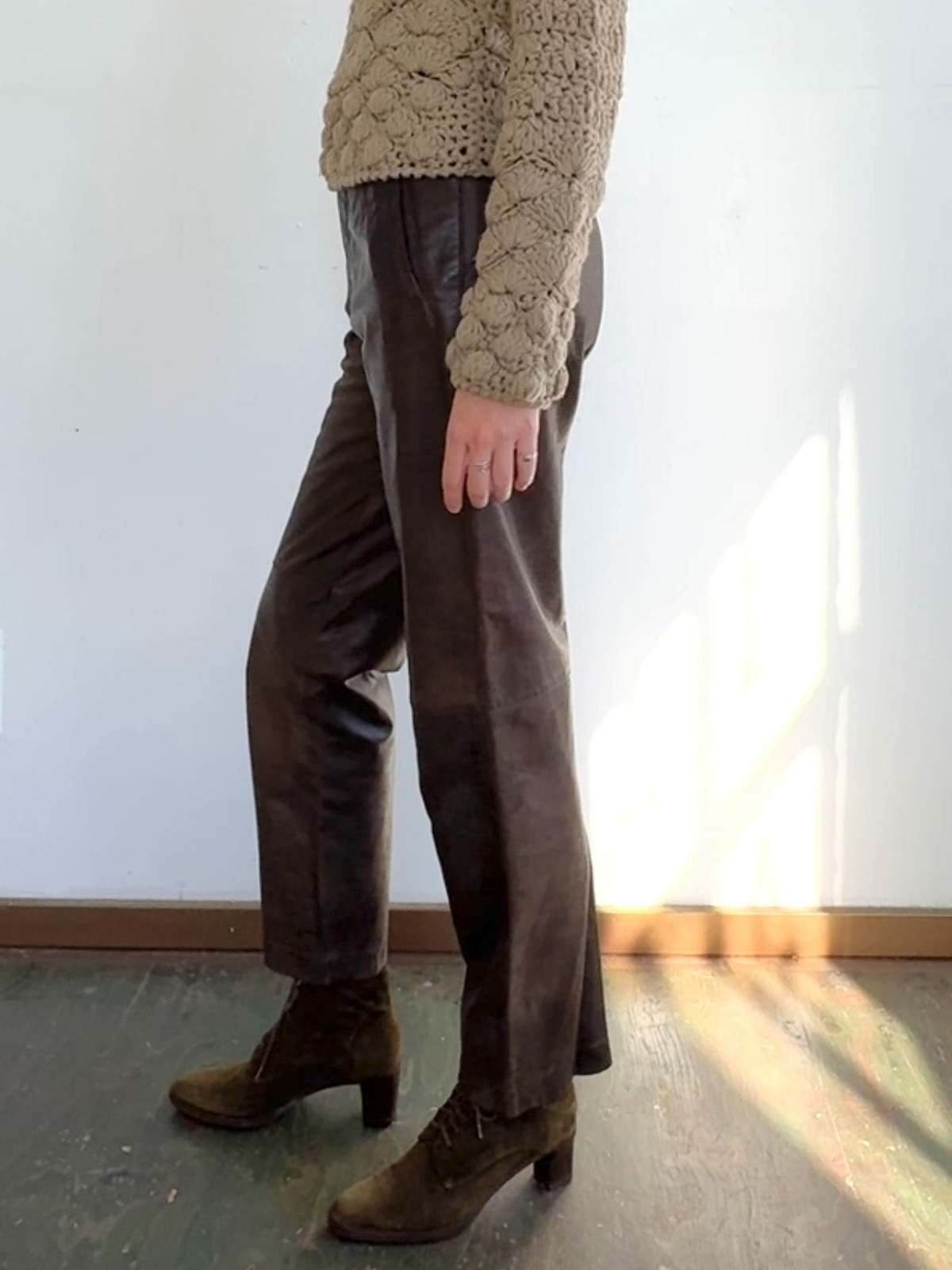 Vintage Soft Sienna Leather Pants - Image 3 of 5