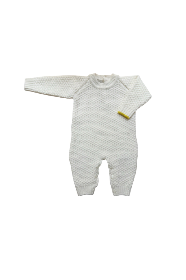 Kids Gensami Honeycomb Knit Jumpsuit - White
