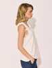 Lindsay Nicholas New York Frill V-Neck Shell - Creme - Thumbnail 4