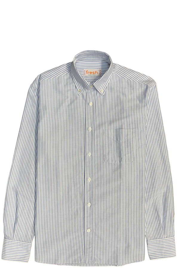 Fresh Oxford Cotton Button Down Shirt - Blue Striped