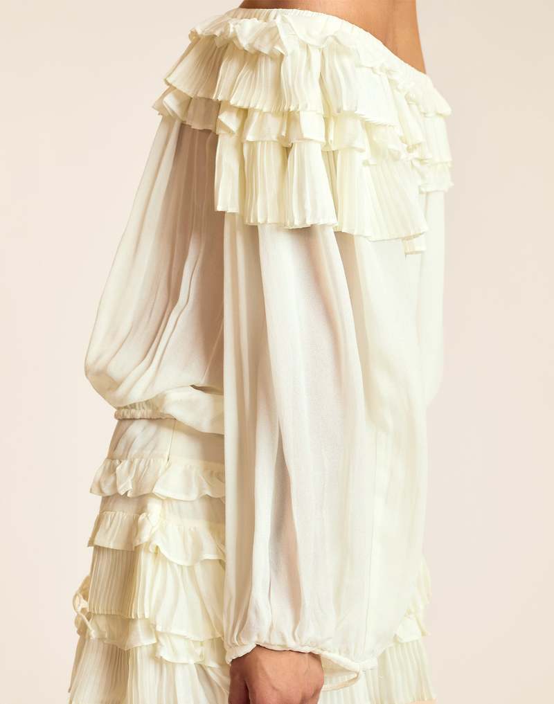 Cynthia Rowley Bella Ruffle Blouse - Off White