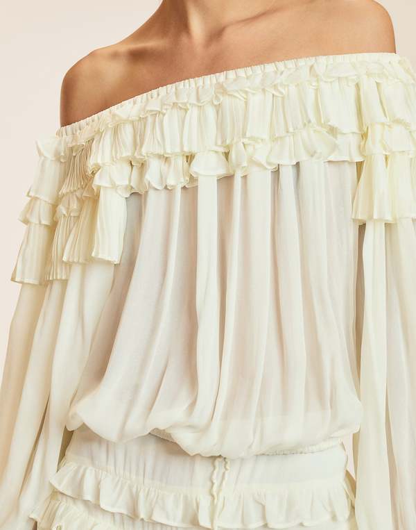 Cynthia Rowley Bella Ruffle Blouse - Off White
