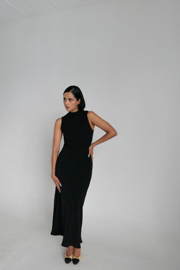 Sloan Bias Crepe Dress - Black