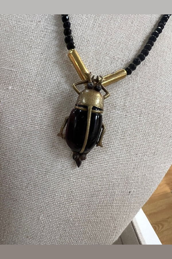 Cara Brown Designs 1930's Beetle Necklace - Black