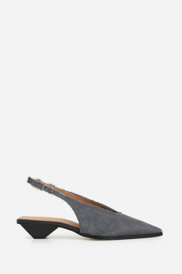 Flattered Avalon Leather Heel - Hair Stone Grey