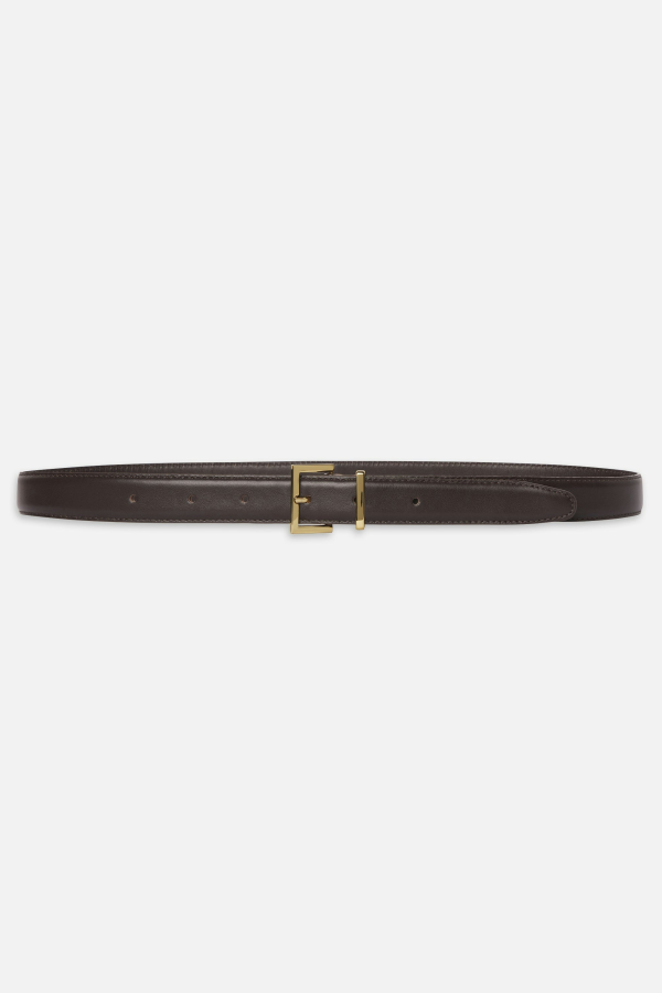 Frame Leather Square Buckle Belt - Dark Brown