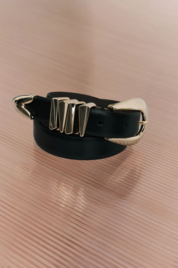 Malina Azelia Buckle Leather Belt - Black